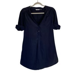 ANTHROPOLOGIE Zoa New York Navy Blue Shirt Collared Office Professional Size XS